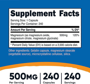 NUTRICOST - Nutricost Magnesium Complex 500Mg. 240 Capsulas - The Red Vitamin MX - Suplementos Alimenticios - {{ shop.shopifyCountryName }}