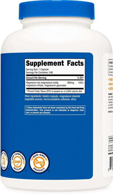 NUTRICOST - Nutricost Magnesium Complex 500Mg. 240 Capsulas - The Red Vitamin MX - Suplementos Alimenticios - {{ shop.shopifyCountryName }}