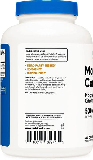 NUTRICOST - Nutricost Magnesium Complex 500Mg. 240 Capsulas - The Red Vitamin MX - Suplementos Alimenticios - {{ shop.shopifyCountryName }}