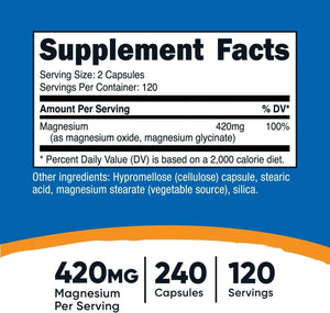 NUTRICOST - Nutricost Magnesium+ Extra Strength 420Mg. 240 Capsulas - The Red Vitamin MX - Suplementos Alimenticios - {{ shop.shopifyCountryName }}