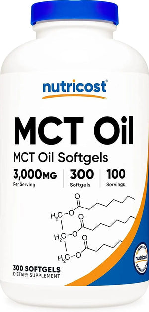 NUTRICOST - Nutricost MCT Oil Softgels 1000Mg. 300 Capsulas Blandas - The Red Vitamin MX - Suplementos Alimenticios - {{ shop.shopifyCountryName }}