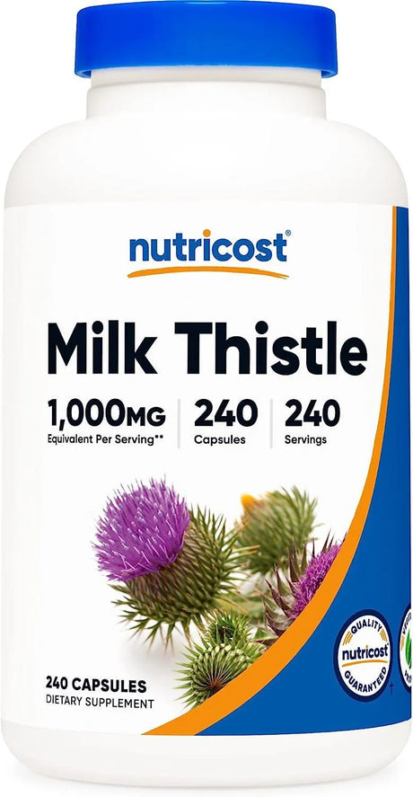 NUTRICOST - Nutricost Milk Thistle 1000Mg. 240 Capsulas - The Red Vitamin MX - Suplementos Alimenticios - {{ shop.shopifyCountryName }}