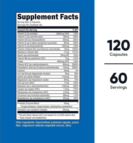 NUTRICOST - Nutricost Multivitamin with Probiotics 120 Capsulas - The Red Vitamin MX - Suplementos Alimenticios - {{ shop.shopifyCountryName }}
