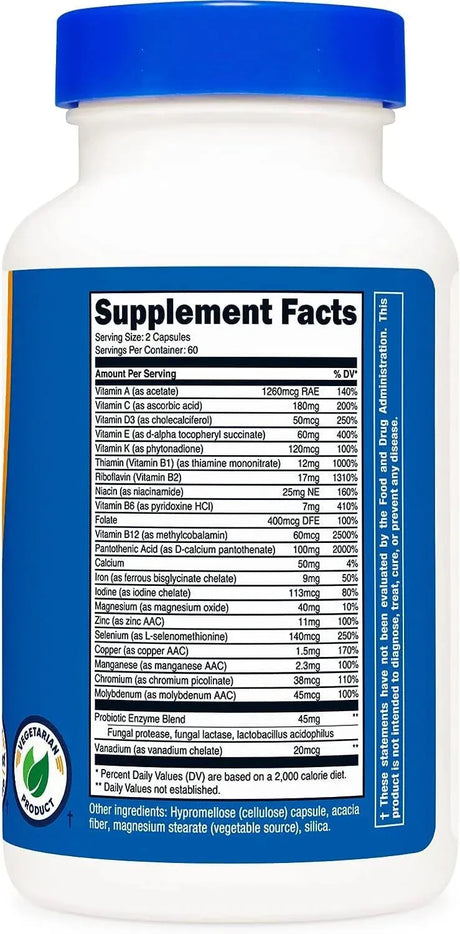 NUTRICOST - Nutricost Multivitamin with Probiotics 120 Capsulas - The Red Vitamin MX - Suplementos Alimenticios - {{ shop.shopifyCountryName }}
