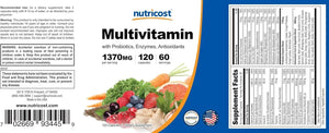 NUTRICOST - Nutricost Multivitamin with Probiotics 120 Capsulas - The Red Vitamin MX - Suplementos Alimenticios - {{ shop.shopifyCountryName }}