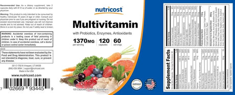 NUTRICOST - Nutricost Multivitamin with Probiotics 120 Capsulas - The Red Vitamin MX - Suplementos Alimenticios - {{ shop.shopifyCountryName }}