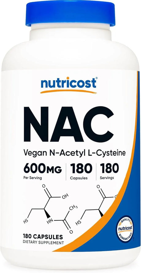 NUTRICOST - Nutricost N-Acetyl L-Cysteine (NAC) 600Mg. 180 Capsulas - The Red Vitamin MX - Suplementos Alimenticios - {{ shop.shopifyCountryName }}