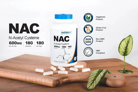NUTRICOST - Nutricost N-Acetyl L-Cysteine (NAC) 600Mg. 180 Capsulas - The Red Vitamin MX - Suplementos Alimenticios - {{ shop.shopifyCountryName }}