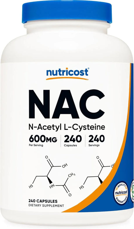 NUTRICOST - Nutricost N-Acetyl L-Cysteine (NAC) 600Mg. 240 Capsulas - The Red Vitamin MX - Suplementos Alimenticios - {{ shop.shopifyCountryName }}