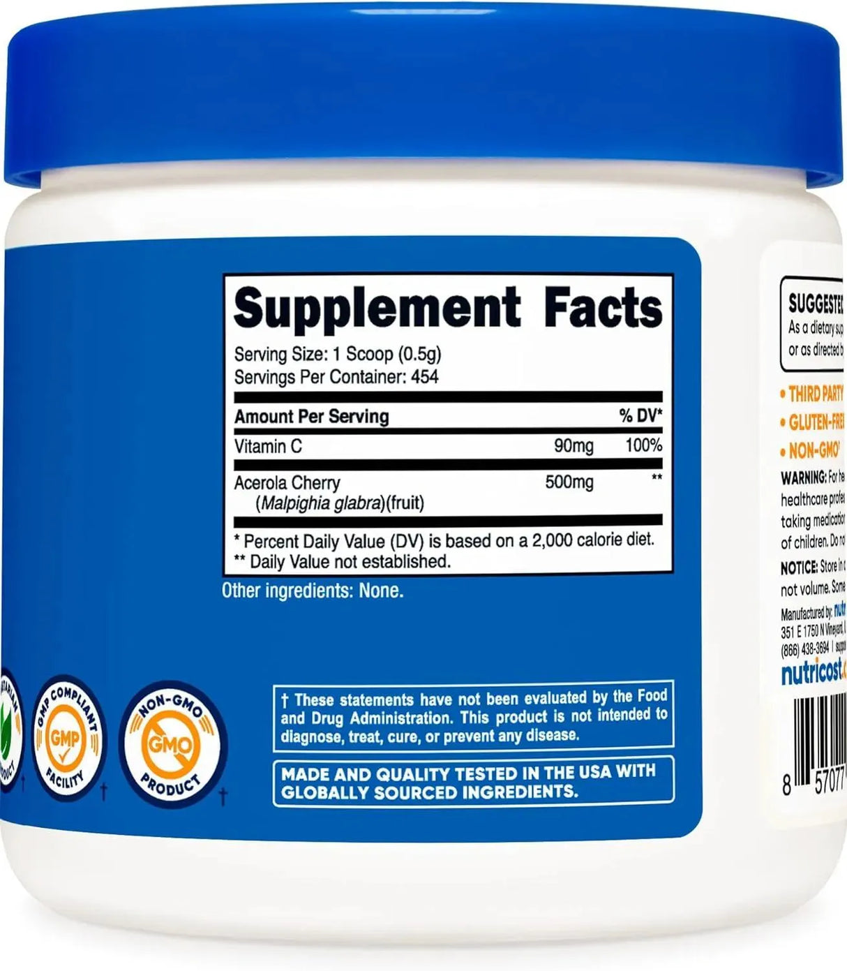 NUTRICOST - Nutricost Natural Vitamin C Acerola Cherry Powder 227Gr. - The Red Vitamin MX - Suplementos Alimenticios - {{ shop.shopifyCountryName }}