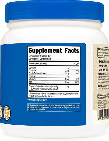 NUTRICOST - Nutricost Organic Chlorella Powder 16Oz. - The Red Vitamin MX - Suplementos Alimenticios - {{ shop.shopifyCountryName }}