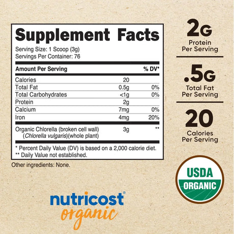 NUTRICOST - Nutricost Organic Chlorella Powder 8 Oz. - The Red Vitamin MX - Suplementos Alimenticios - {{ shop.shopifyCountryName }}