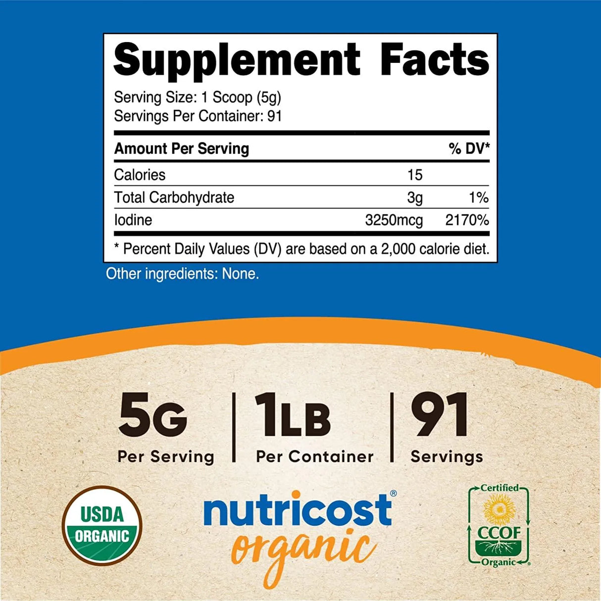 NUTRICOST - Nutricost Organic Kelp Powder Natural Source of Iodine 464Gr. - The Red Vitamin MX - Suplementos Alimenticios - {{ shop.shopifyCountryName }}