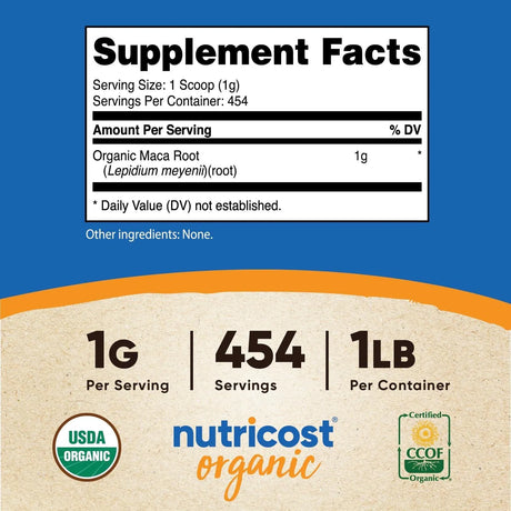 NUTRICOST - Nutricost Organic Maca Root Powder 1Lb. - The Red Vitamin MX - Suplementos Alimenticios - {{ shop.shopifyCountryName }}