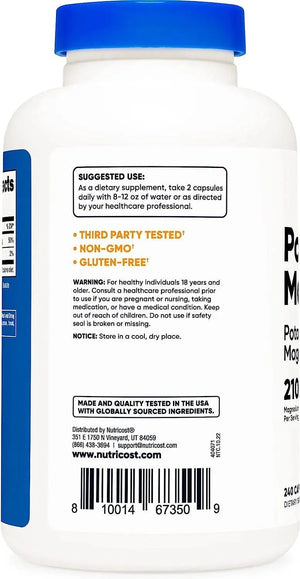 NUTRICOST - Nutricost Potassium 99Mg. Magnesium 210Mg. Citrates 240 Capsulas - The Red Vitamin MX - Suplementos Alimenticios - {{ shop.shopifyCountryName }}