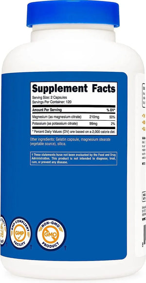 NUTRICOST - Nutricost Potassium 99Mg. Magnesium 210Mg. Citrates 240 Capsulas - The Red Vitamin MX - Suplementos Alimenticios - {{ shop.shopifyCountryName }}