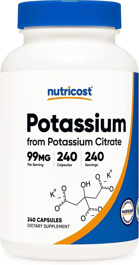 NUTRICOST - Nutricost Potassium Citrate 99Mg. 240 Capsulas - The Red Vitamin MX - Suplementos Alimenticios - {{ shop.shopifyCountryName }}