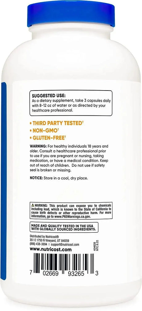NUTRICOST - Nutricost Psyllium Husk 1500Mg. 500 Capsulas - The Red Vitamin MX - Suplementos Alimenticios - {{ shop.shopifyCountryName }}