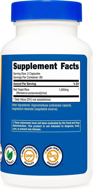 NUTRICOST - Nutricost Red Yeast Rice 1200Mg. 120 Capsulas - The Red Vitamin MX - Suplementos Alimenticios - {{ shop.shopifyCountryName }}