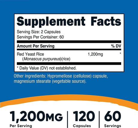 NUTRICOST - Nutricost Red Yeast Rice 1200Mg. 120 Capsulas - The Red Vitamin MX - Suplementos Alimenticios - {{ shop.shopifyCountryName }}