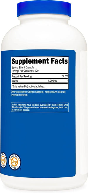 NUTRICOST - Nutricost Taurine 1000Mg. 400 Capsulas - The Red Vitamin MX - Suplementos Alimenticios - {{ shop.shopifyCountryName }}