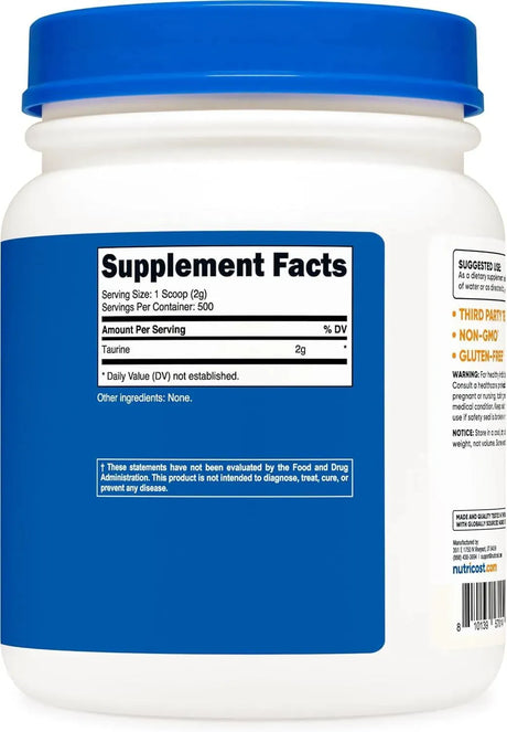 NUTRICOST - Nutricost Taurine Powder 500 Servicios 1 Kg. - The Red Vitamin MX - Suplementos Alimenticios - {{ shop.shopifyCountryName }}