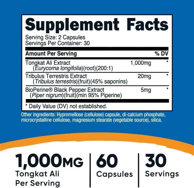 NUTRICOST - Nutricost Tongkat Ali 1000Mg. 60 Capsulas - The Red Vitamin MX - Suplementos Alimenticios - {{ shop.shopifyCountryName }}