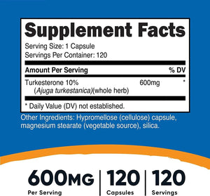 NUTRICOST - Nutricost Turkesterone Dietary Supplement 600Mg. 120 Capsulas - The Red Vitamin MX - Suplementos Alimenticios - {{ shop.shopifyCountryName }}