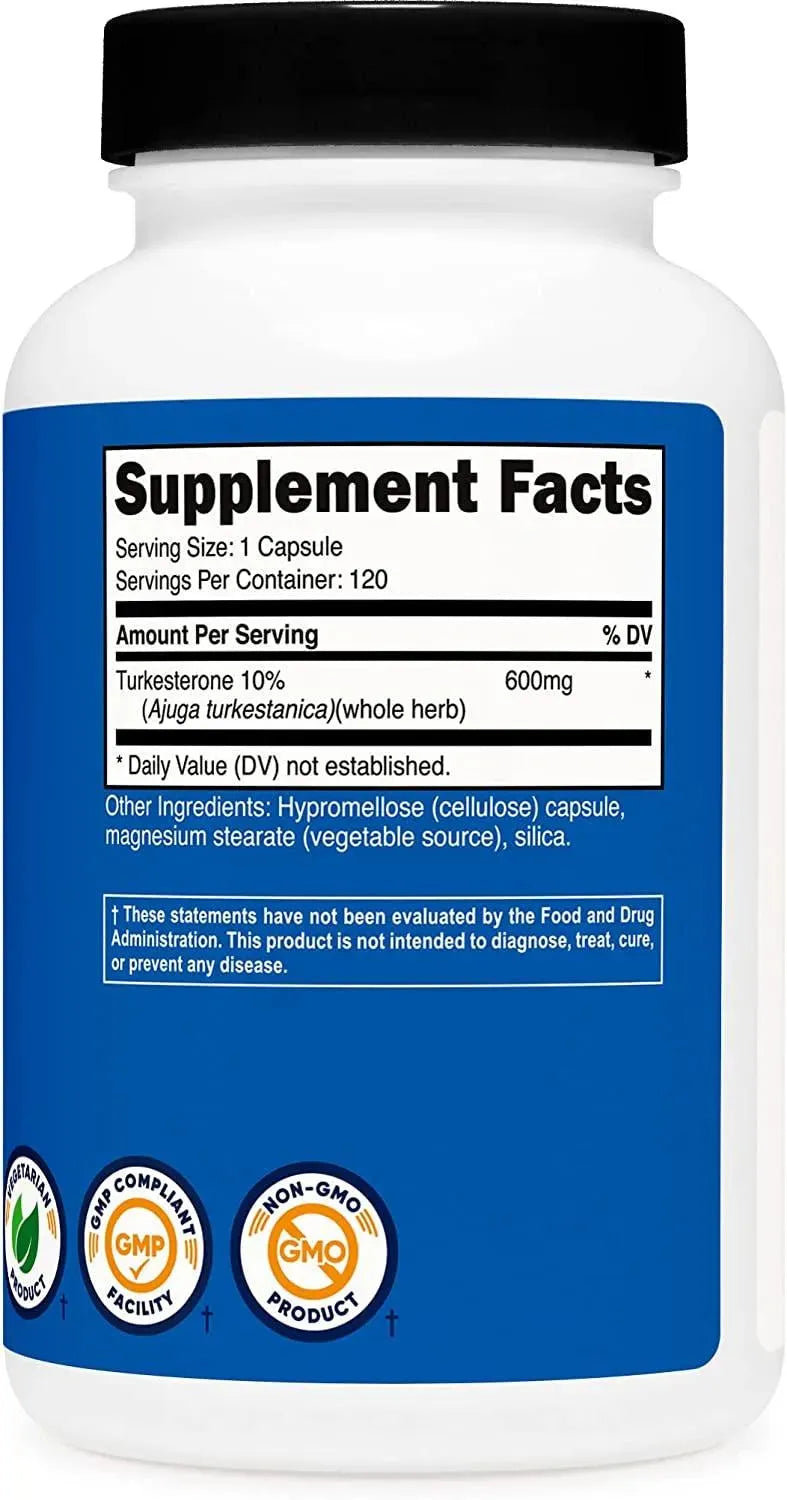 NUTRICOST - Nutricost Turkesterone Dietary Supplement 600Mg. 120 Capsulas - The Red Vitamin MX - Suplementos Alimenticios - {{ shop.shopifyCountryName }}