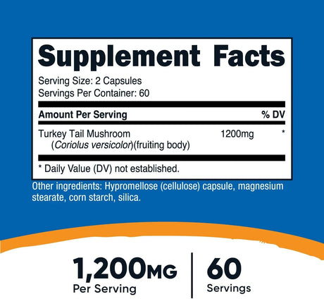 NUTRICOST - Nutricost Turkey Tail Mushroom 1200Mg. 120 Capsulas - The Red Vitamin MX - Suplementos Alimenticios - {{ shop.shopifyCountryName }}