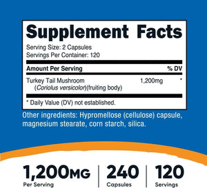 NUTRICOST - Nutricost Turkey Tail Mushroom 1200Mg. 240 Capsulas - The Red Vitamin MX - Suplementos Alimenticios - {{ shop.shopifyCountryName }}