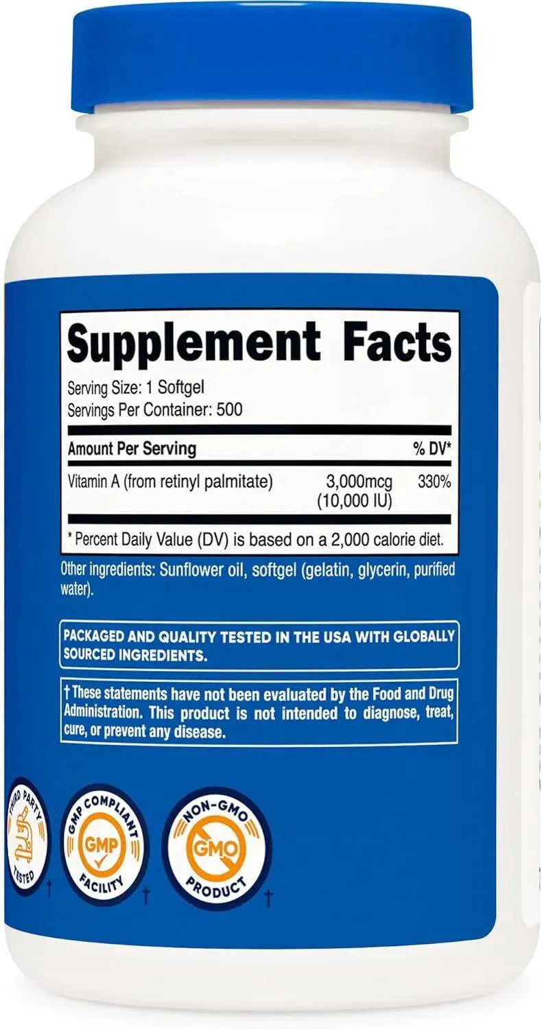 NUTRICOST - Nutricost Vitamin A 10,000 IU 1000 Capsulas Blandas - The Red Vitamin MX - Suplementos Alimenticios - {{ shop.shopifyCountryName }}