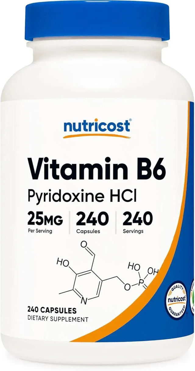 NUTRICOST - Nutricost Vitamin B6 25Mg. 240 Capsulas - The Red Vitamin MX - Suplementos Alimenticios - {{ shop.shopifyCountryName }}