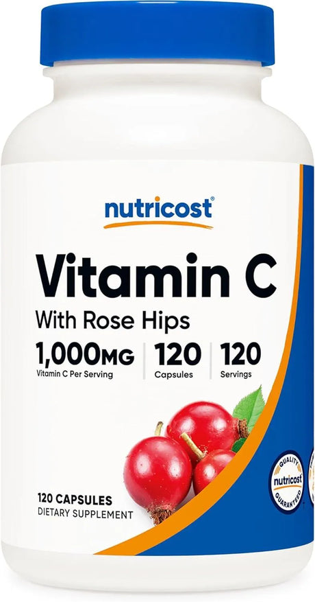 NUTRICOST - Nutricost Vitamin C with Rose Hips 1000Mg. 120 Capsulas - The Red Vitamin MX - Suplementos Alimenticios - {{ shop.shopifyCountryName }}