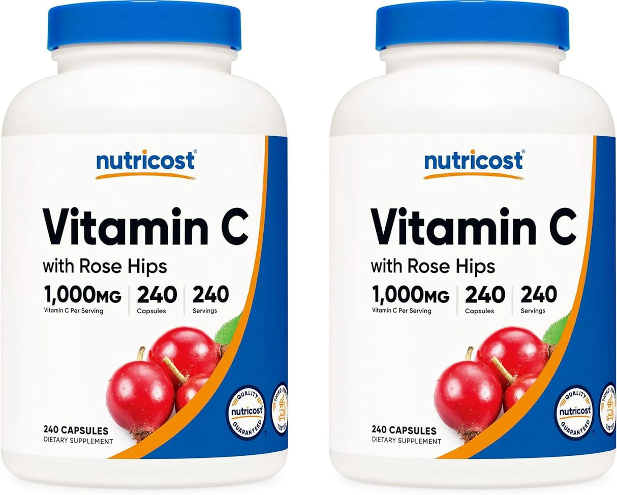 NUTRICOST - Nutricost Vitamin C with Rose Hips 1000Mg. 240 Capsulas 2 Pack - The Red Vitamin MX - Suplementos Alimenticios - {{ shop.shopifyCountryName }}