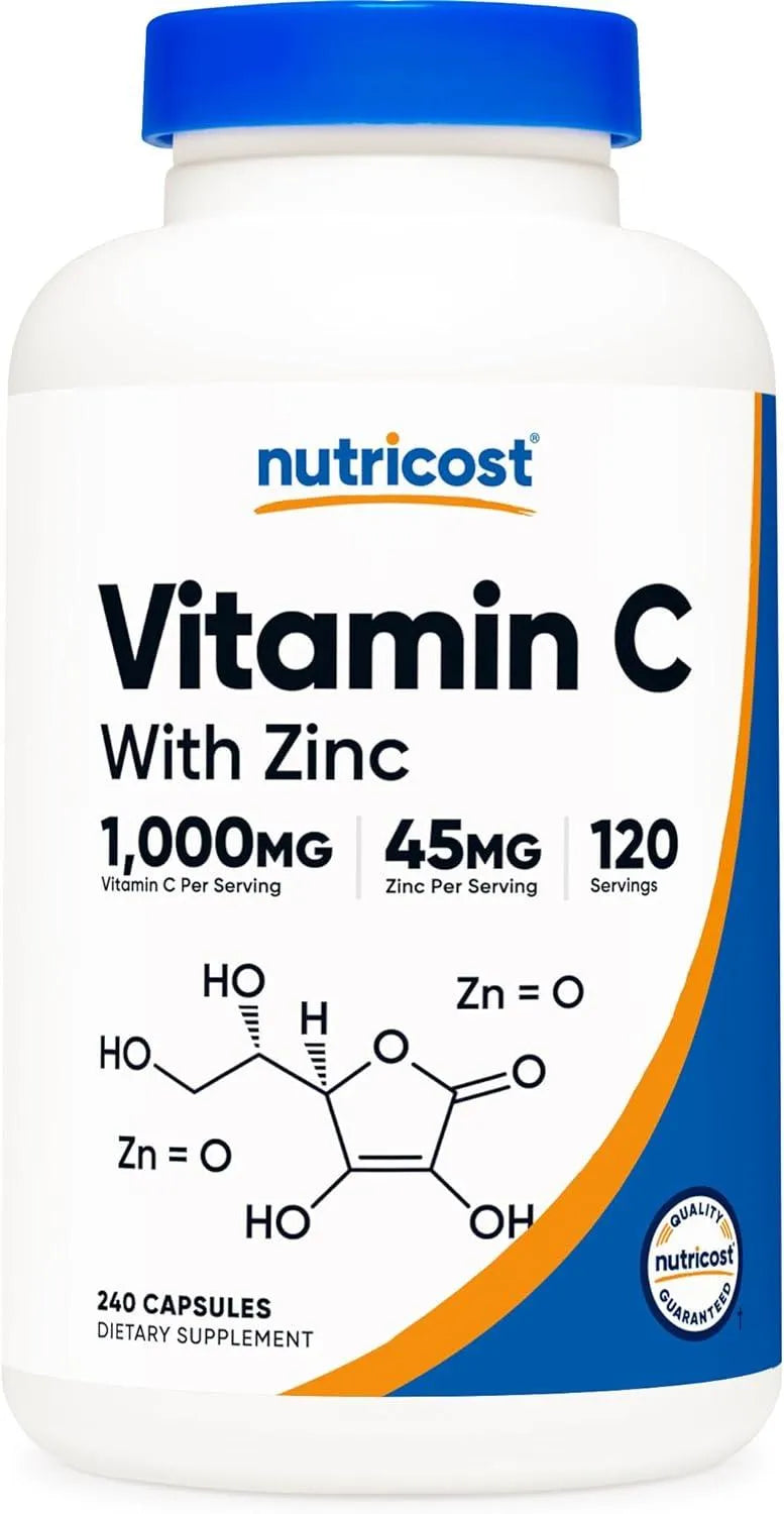 NUTRICOST - Nutricost Vitamin C with Zinc 1000Mg. 120 Capsulas - The Red Vitamin MX - Suplementos Alimenticios - {{ shop.shopifyCountryName }}