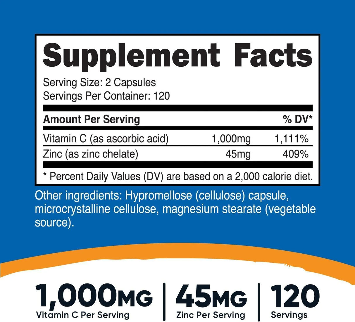 NUTRICOST - Nutricost Vitamin C with Zinc 1000Mg. 120 Capsulas - The Red Vitamin MX - Suplementos Alimenticios - {{ shop.shopifyCountryName }}