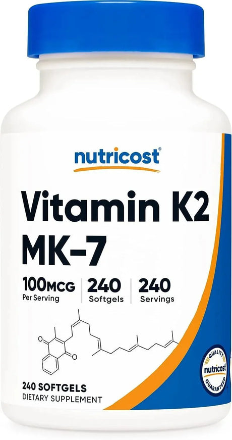 NUTRICOST - Nutricost Vitamin K2 MK-7 100mcg 240 Capsulas Blandas - The Red Vitamin MX - Suplementos Alimenticios - {{ shop.shopifyCountryName }}