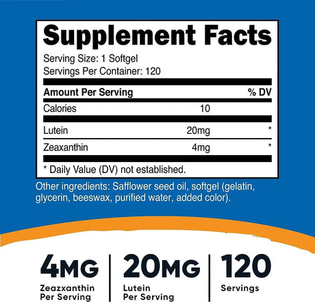 NUTRICOST - Nutricost Zeaxanthin with Lutein 20Mg. 120 Capsulas Blandas - The Red Vitamin MX - Suplementos Alimenticios - {{ shop.shopifyCountryName }}