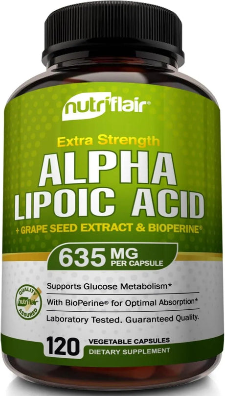 NUTRIFLAIR - NutriFlair Alpha Lipoic Acid 600Mg. 120 Capsulas - The Red Vitamin MX - Suplementos Alimenticios - {{ shop.shopifyCountryName }}