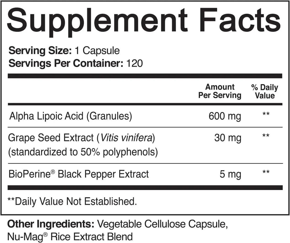 NUTRIFLAIR - NutriFlair Alpha Lipoic Acid 600Mg. 120 Capsulas - The Red Vitamin MX - Suplementos Alimenticios - {{ shop.shopifyCountryName }}