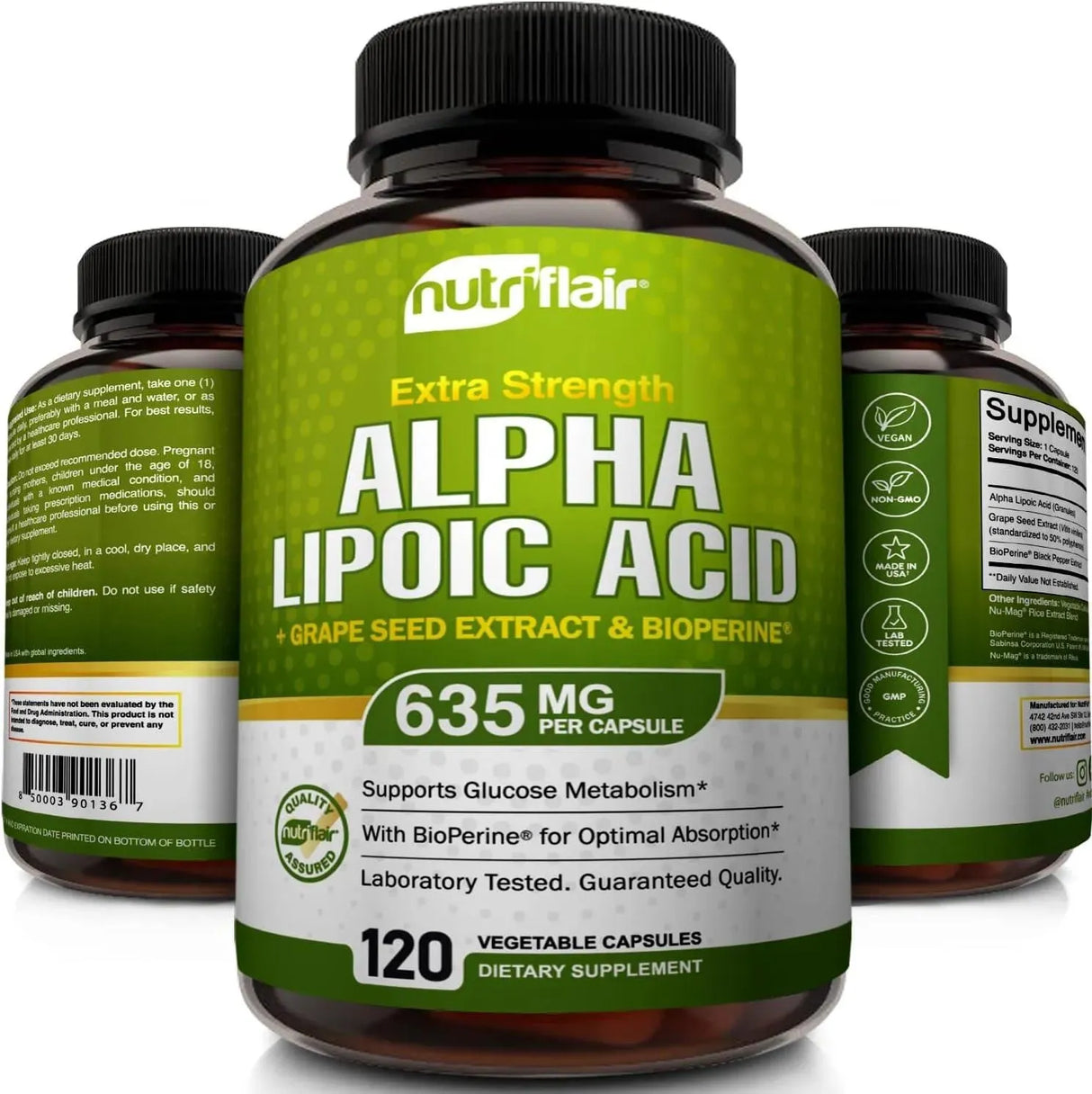 NUTRIFLAIR - NutriFlair Alpha Lipoic Acid 600Mg. 120 Capsulas - The Red Vitamin MX - Suplementos Alimenticios - {{ shop.shopifyCountryName }}