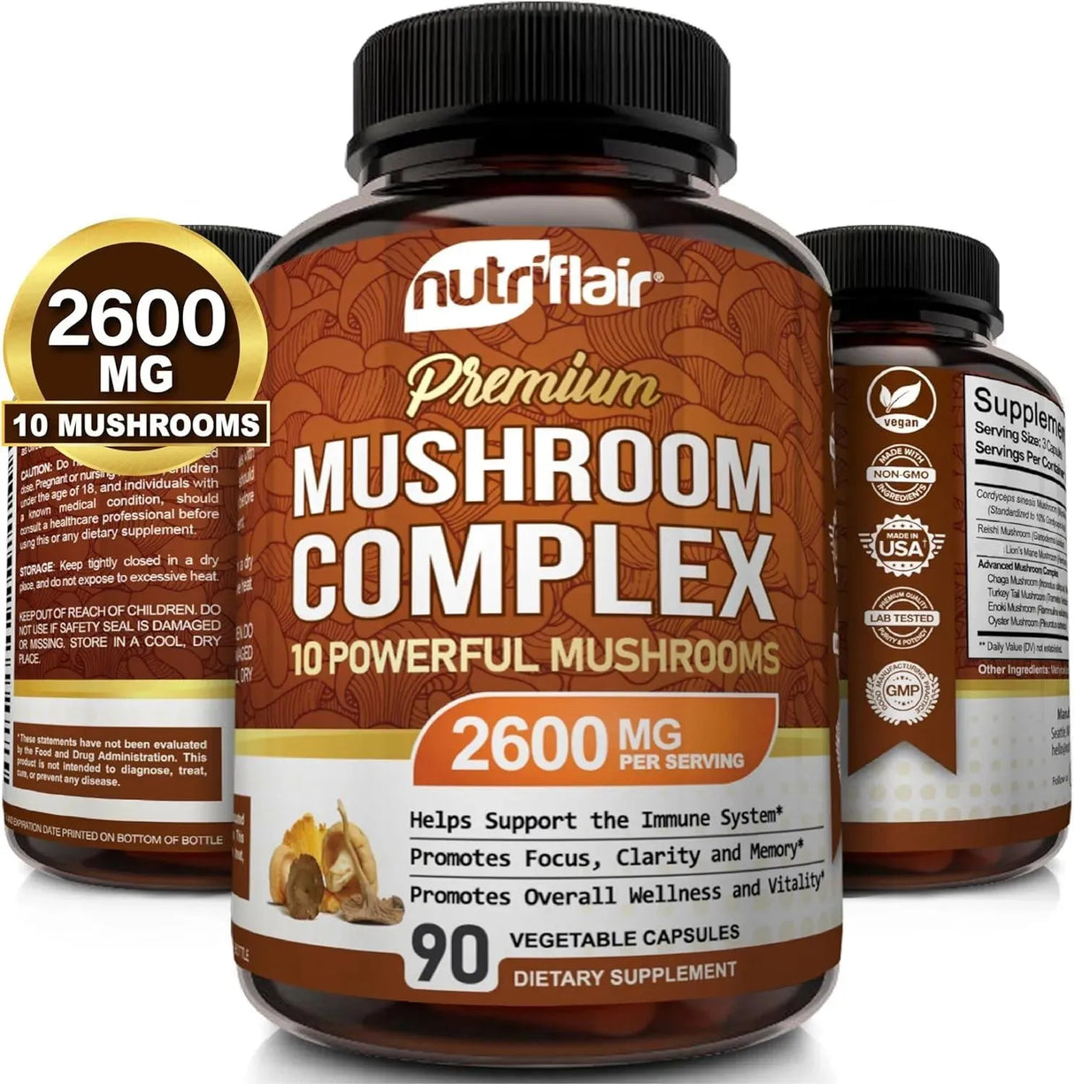 NUTRIFLAIR - NutriFlair Mushroom Supplement 2600Mg. 10 Mushrooms 90 Capsulas - The Red Vitamin MX - Suplementos Alimenticios - {{ shop.shopifyCountryName }}