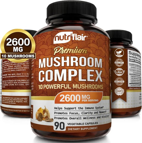 NUTRIFLAIR - NutriFlair Mushroom Supplement 2600Mg. 10 Mushrooms 90 Capsulas - The Red Vitamin MX - Suplementos Alimenticios - {{ shop.shopifyCountryName }}