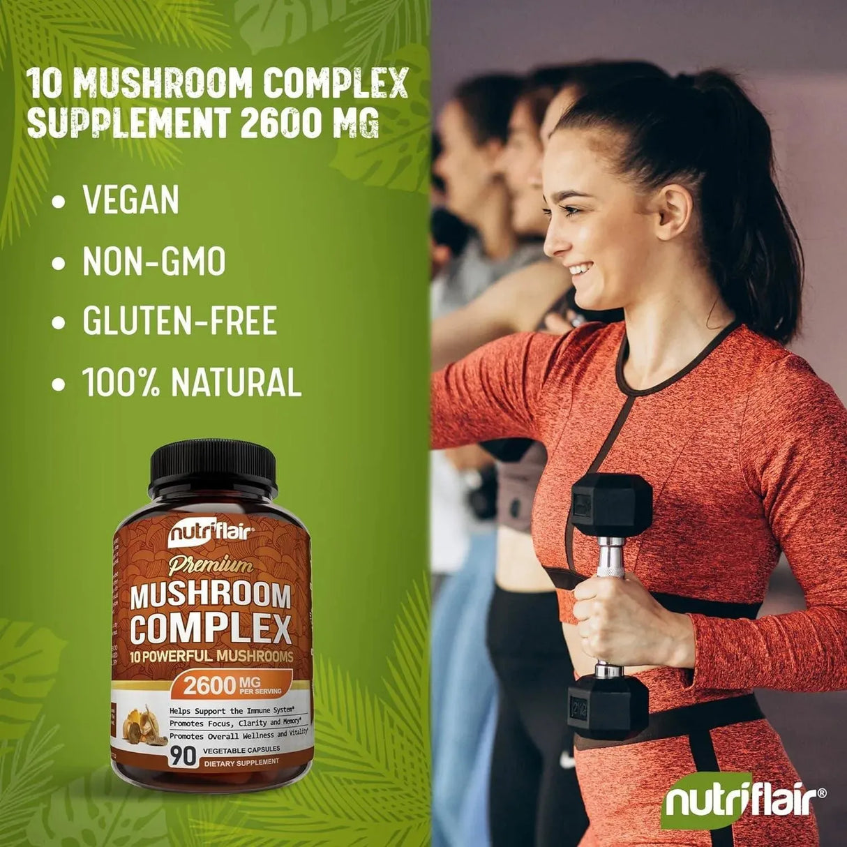 NUTRIFLAIR - NutriFlair Mushroom Supplement 2600Mg. 10 Mushrooms 90 Capsulas - The Red Vitamin MX - Suplementos Alimenticios - {{ shop.shopifyCountryName }}