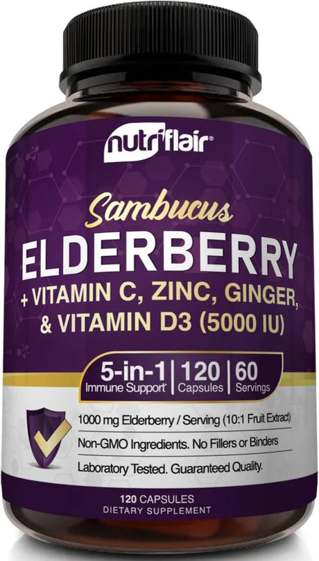 NUTRIFLAIR - NutriFlair Sambucus Elderberry 120 Capsulas - The Red Vitamin MX - Suplementos Alimenticios - {{ shop.shopifyCountryName }}