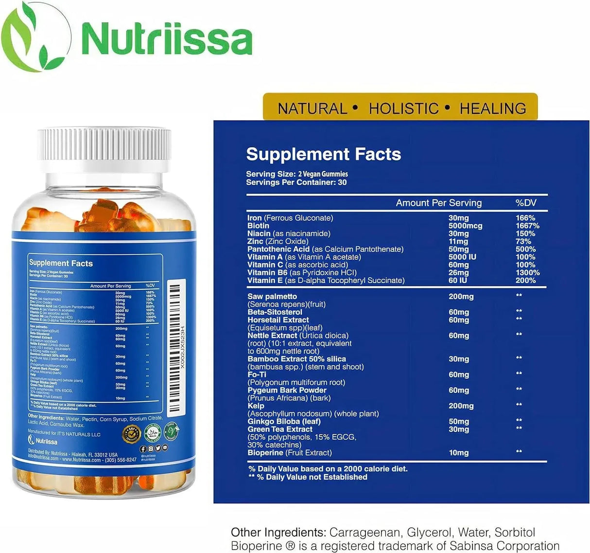 NUTRIISSA - Nutriissa PROPICIAR Hair Loss Hair Thinning & DHT Blocker 60 Gomitas - The Red Vitamin MX - Suplementos Alimenticios - {{ shop.shopifyCountryName }}