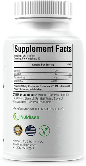 NUTRIISSA - Nutriissa Urolithin A 1000Mg. 120 Capsulas Blandas - The Red Vitamin MX - Suplementos Alimenticios - {{ shop.shopifyCountryName }}