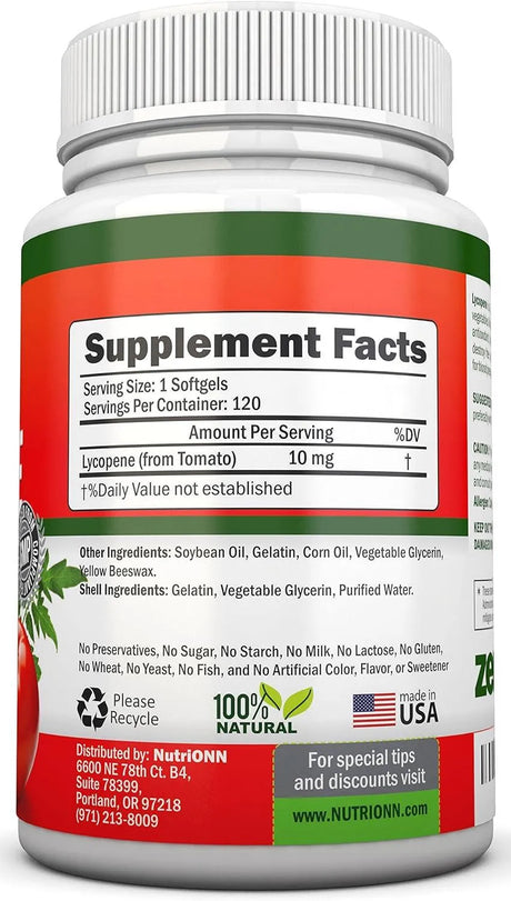 NUTRIONN - NutriONN Lycopene 10Mg. 120 Capsulas Blandas - The Red Vitamin MX - Suplementos Alimenticios - {{ shop.shopifyCountryName }}