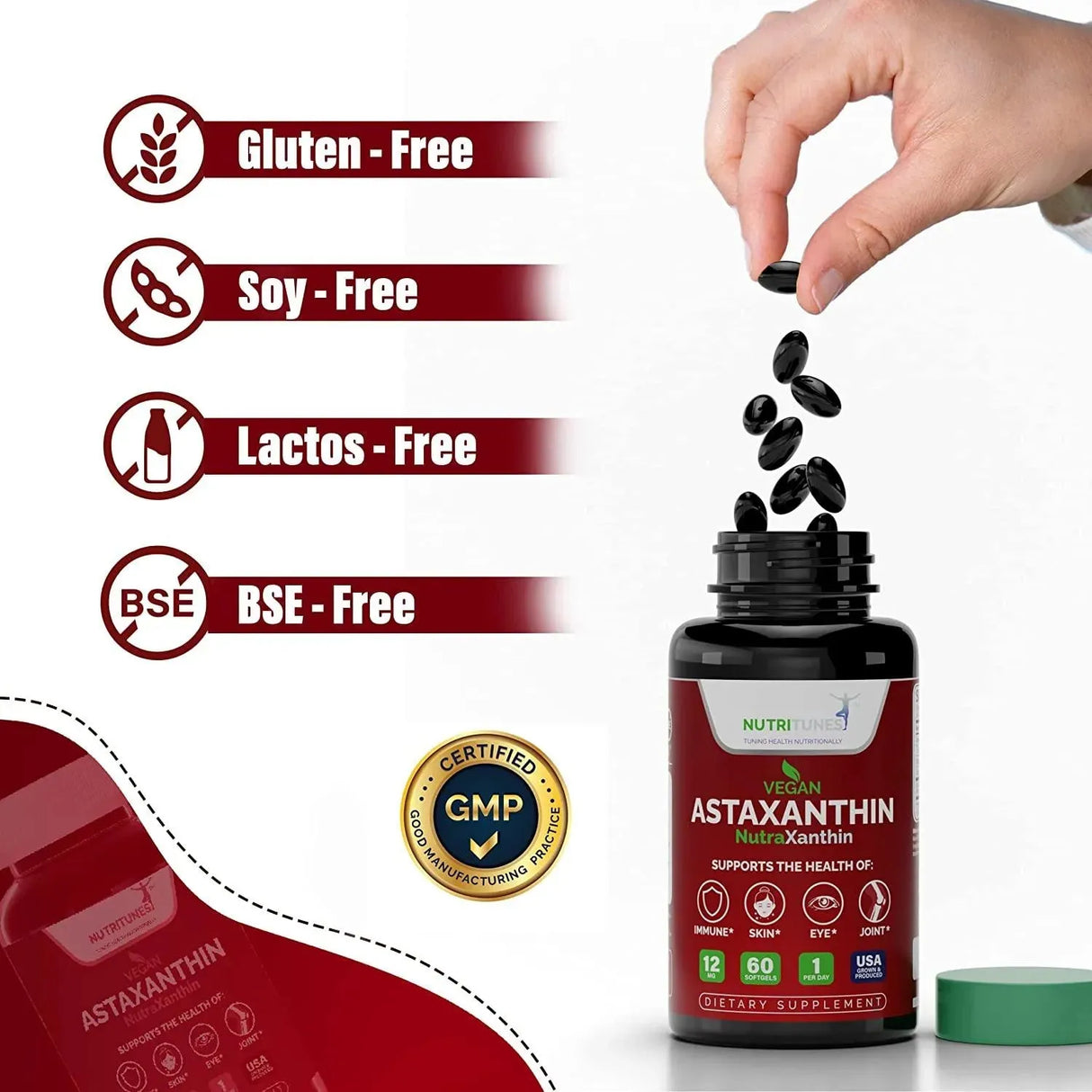 NUTRITUNES - Nutritunes Astaxanthin 12Mg. 60 Capsulas Blandas - The Red Vitamin MX - Suplementos Alimenticios - {{ shop.shopifyCountryName }}